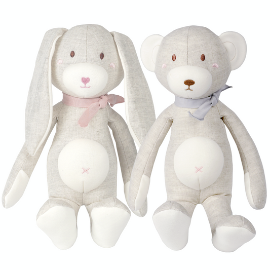 organic linen easter bunny bear baby cute stuffed animals toy gift set gift card