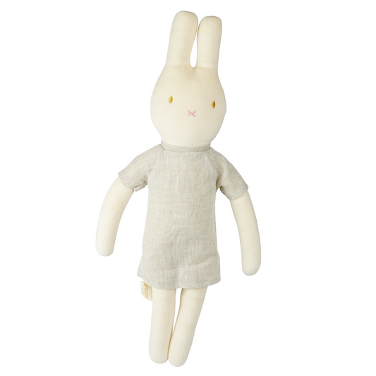 organic cotton white bunny baby naptime rattle stuffed animals toy