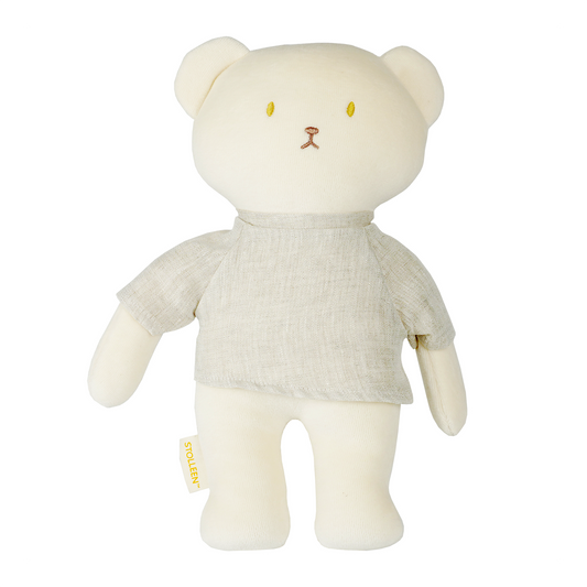 organic cotton white bear baby naptime rattle stuffed animals toy