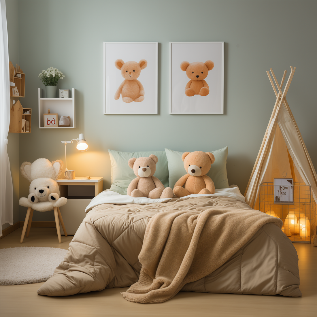 Natural Fabric Dolls in Stylish Kids' Room Decor