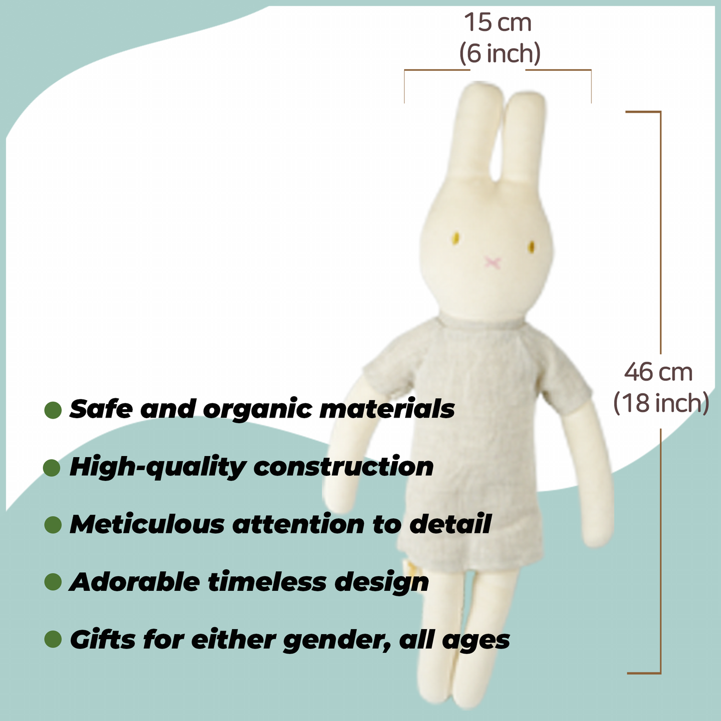 organic cotton white bunny baby naptime rattle stuffed animals toy