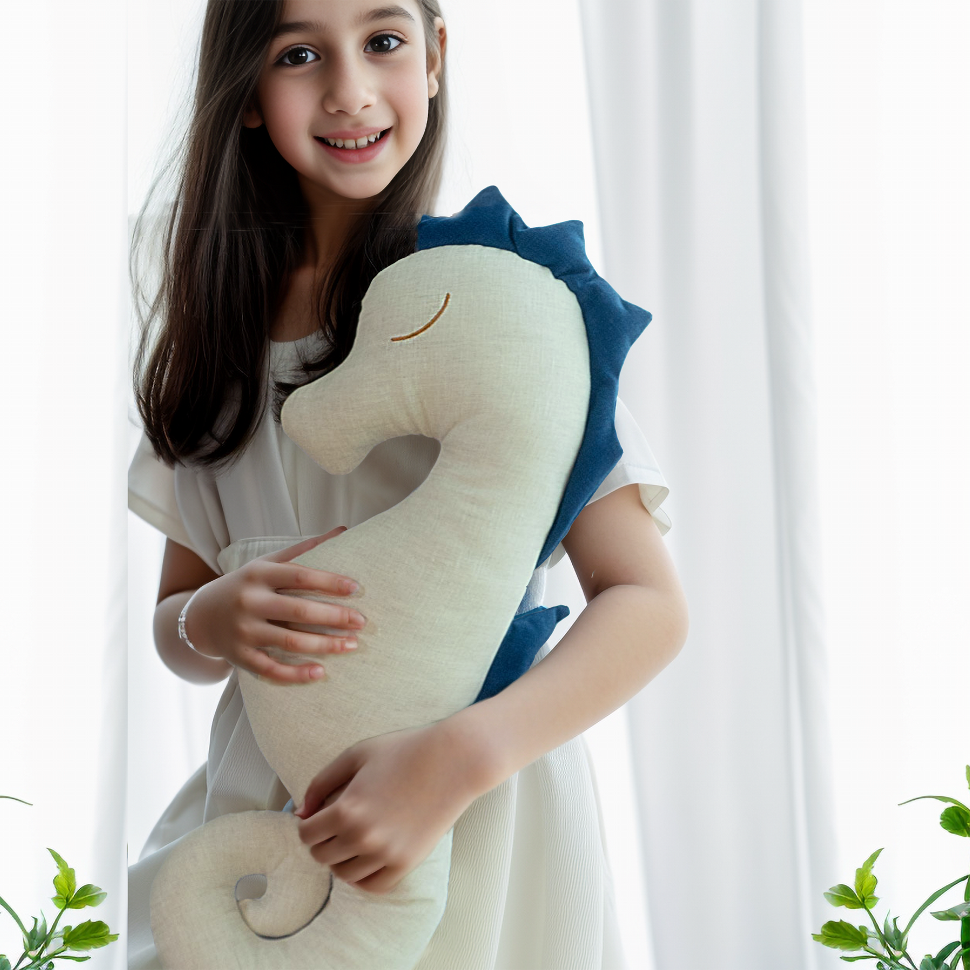 organic linen stuffed animals toy seahorse body pillow