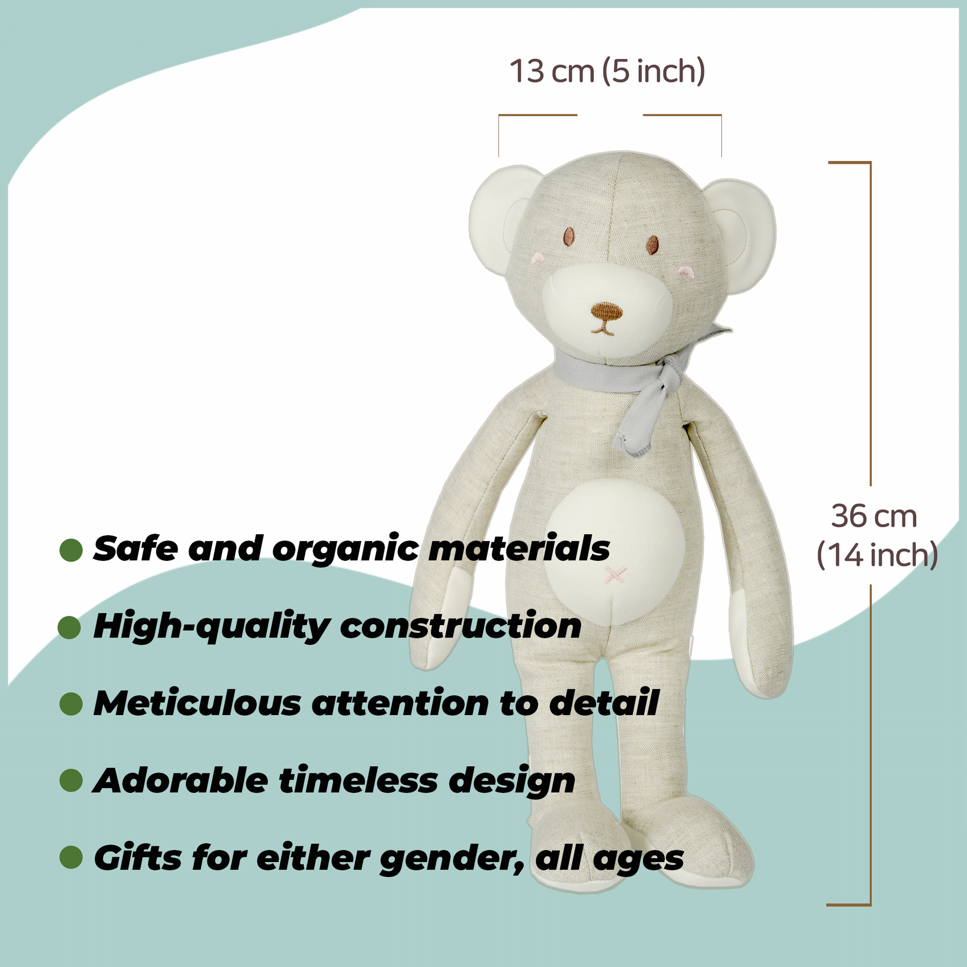 organic linen stuffed animals toy teddy bear birthday gift